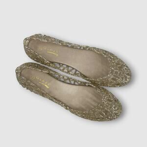 Glaze Gold Glitter Jelly Ballet Flats Women’s Size 11